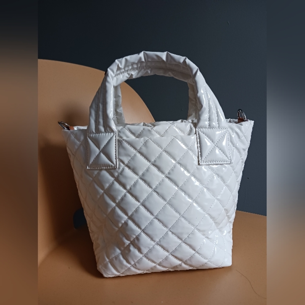 Mz Wallace Quilted Chalk Liquid, Lacquer Bag, Purse, WITHOUT CROSSBODY STRAP - Picture 4 of 13